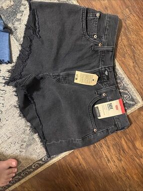 Levi's Black Frayed Hem 501 Cutoff Shorts